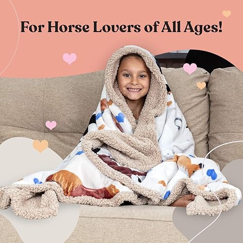 Miniatura 3 de Manta de caballo para niñas, regalo perfecto para niñas, suave y acogedora manta de 50 x 60 pulgadas, amada por niños y nietas, regalos ecuestres