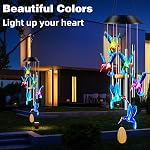 DesGully Chimes de vent,Colibri solaire pour le changement de couleur externe,4 Tubes en aluminium Vent Bell pour jardin / Patio Decor Cadeaux d'action de grâce pour maman, femme, Grand-mère Voisins(25 Tonalité profonde de pouce)