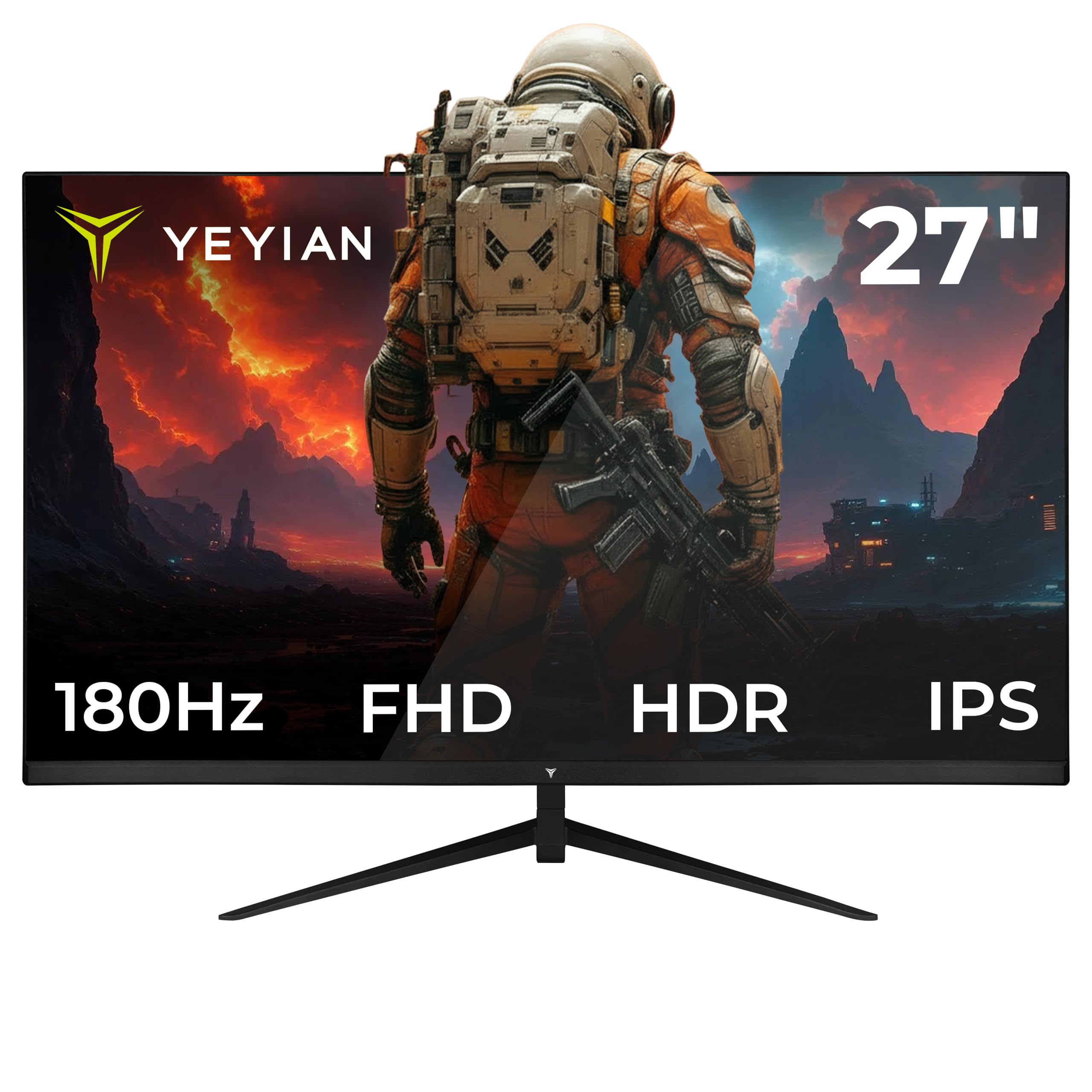 YEYIAN Monitor Plano Gaming Elysium 27" FHD | 1920x1080 | Panel Fast IPS | View 178° | 1000:1 | 180 Hz | 16:9 | 16.7 M Colores | Respuesta 1 ms OD | VESA | DisplayPort 1.2 HDMI 1.4 | YMF-IPF27-M1