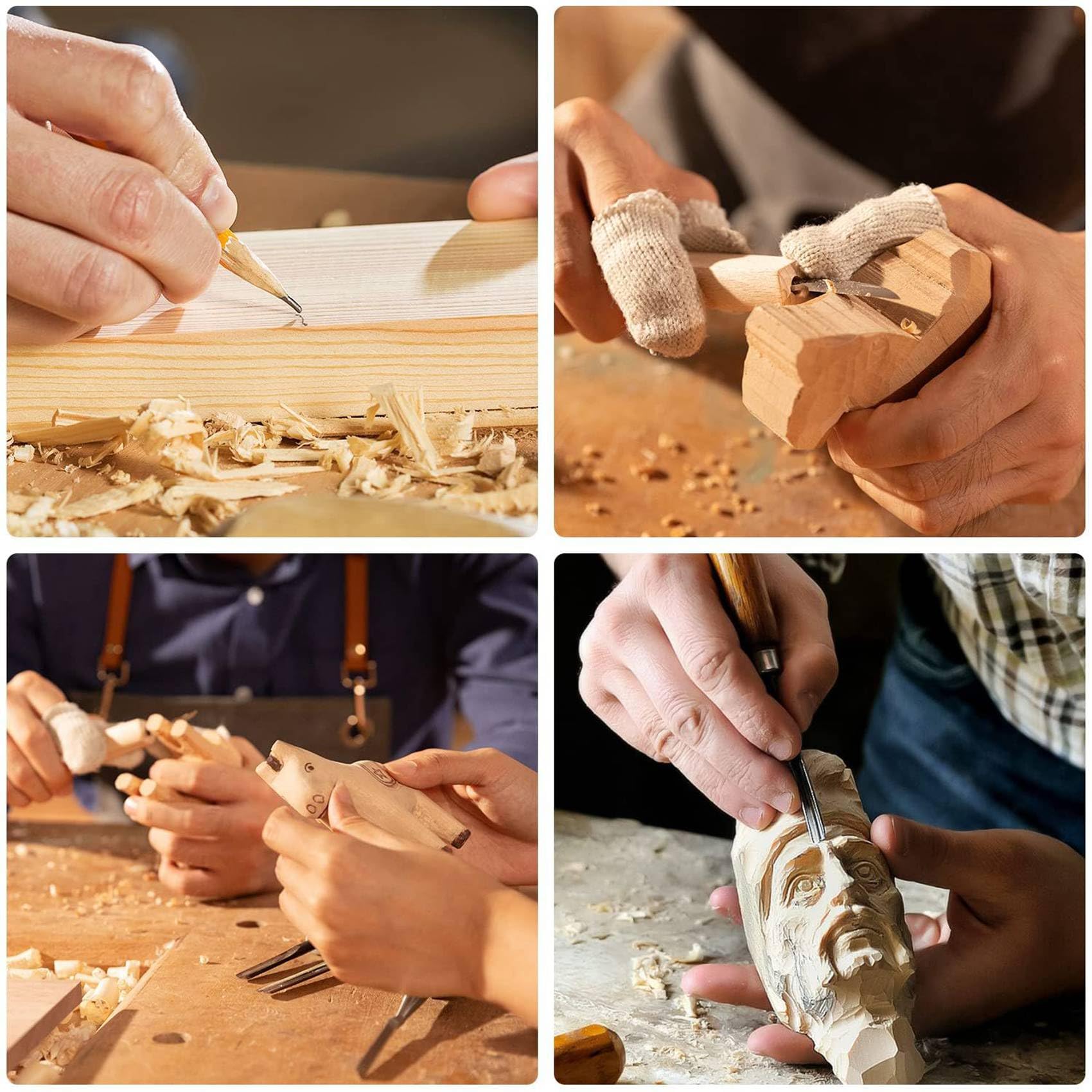32 klocki do rzeźbienia w drewnie lipowym, 10,2 x 5,1 x 5,1 cm, duże klocki do rzeźbienia w drewnie Whittling, dla dzieci, dorosłych, początkujących lub ekspertów