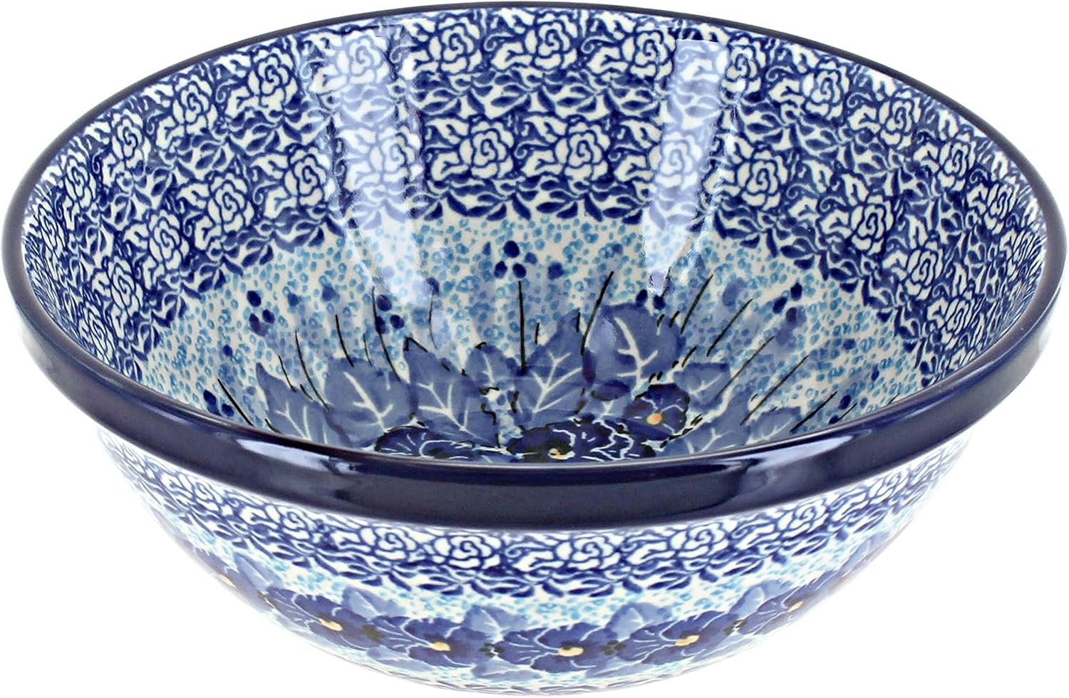 Blue Rose Polish Pottery - Blue Joanna Cereal/Soup Bowl - 6.5" Diameter - Great Bowl for Everyday Dinnerware, Casual Dinnerware, or Formal Dining