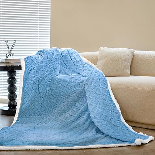 Manta de forro polar Sherpa para sofá, súper suave y acogedora, manta de felpa gruesa y cálida para invierno, manta reversible gruesa y cálida para