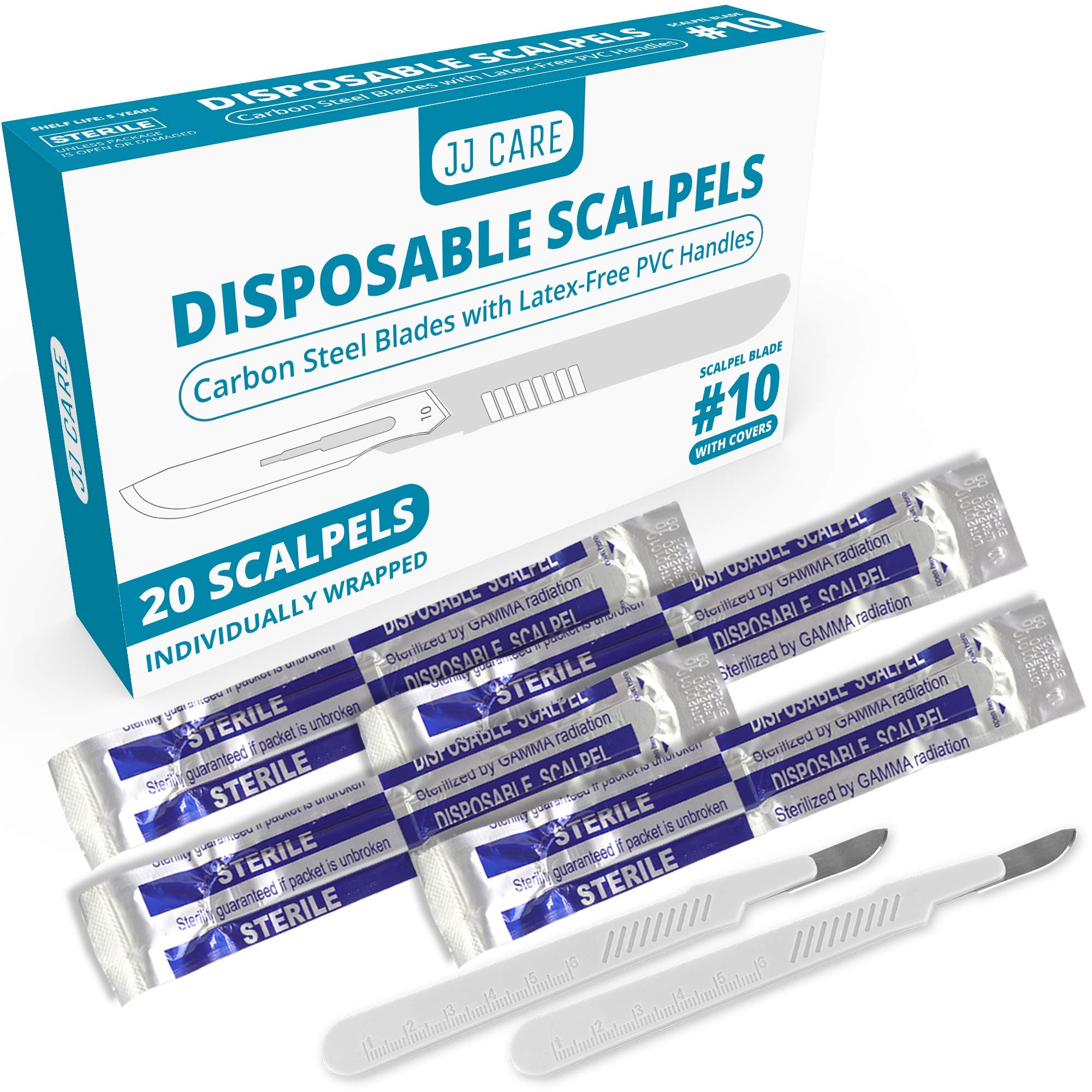 Buy JJ CARE Disposable Scalpel 10 Derlaning Blades, Sterile Surgical Scalpel (Box of 20