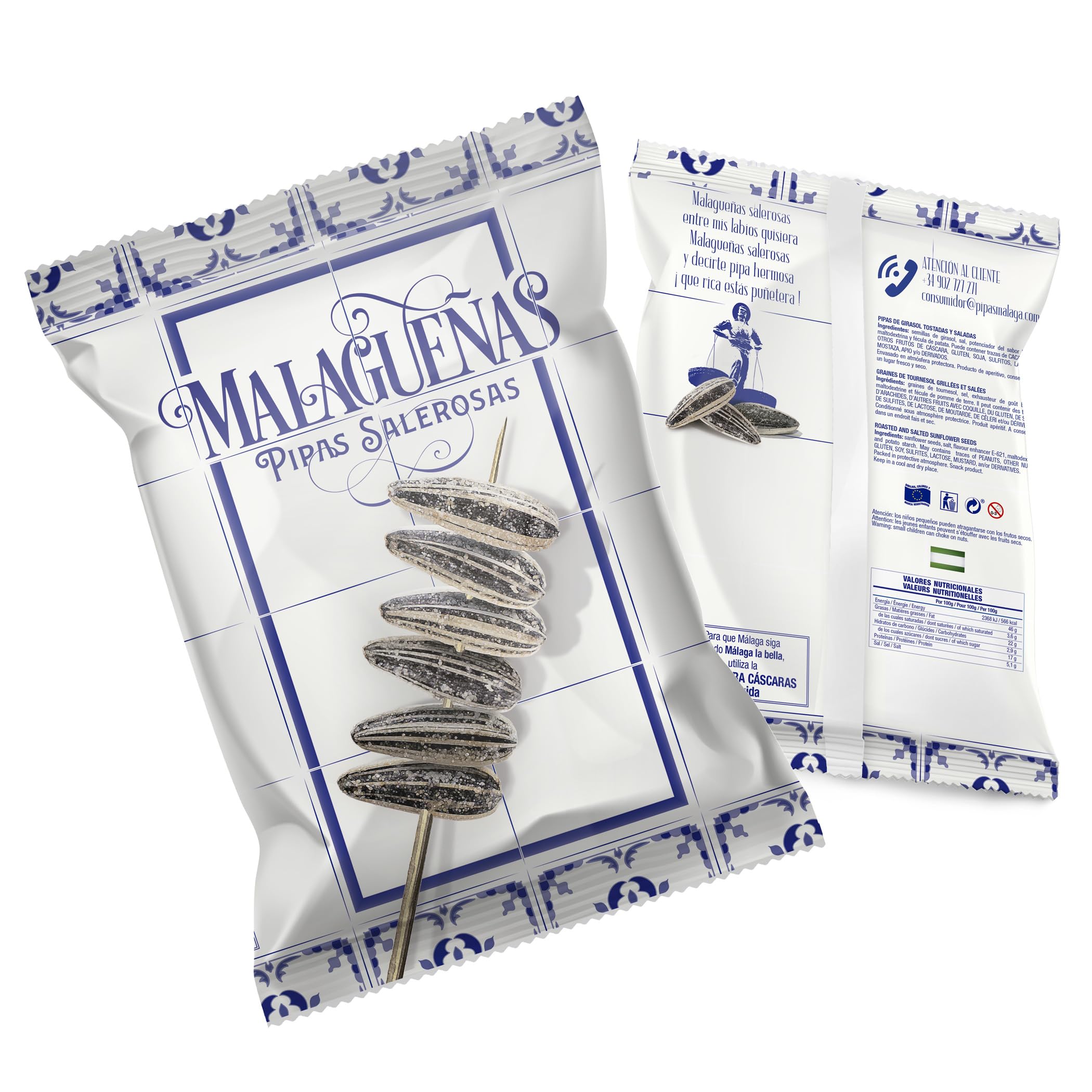 Pipas malagueñas | Pipas salerosas | Contiene Expositor con 10 Unidades (Con Sal, Malagueñas)