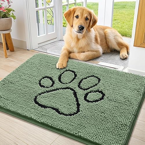 Miniatura 41 de Smiry Tapete para puerta de perro para patas fangosas, absorbente que atrapa la suciedad, antideslizante, de secado rápido, lavable, tapete de