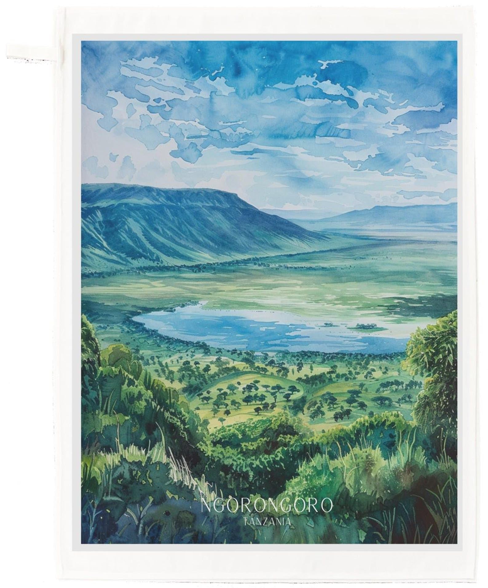 Half A Donkey White Ngorongoro Crater Tanzania Large Cotton Tea Towel