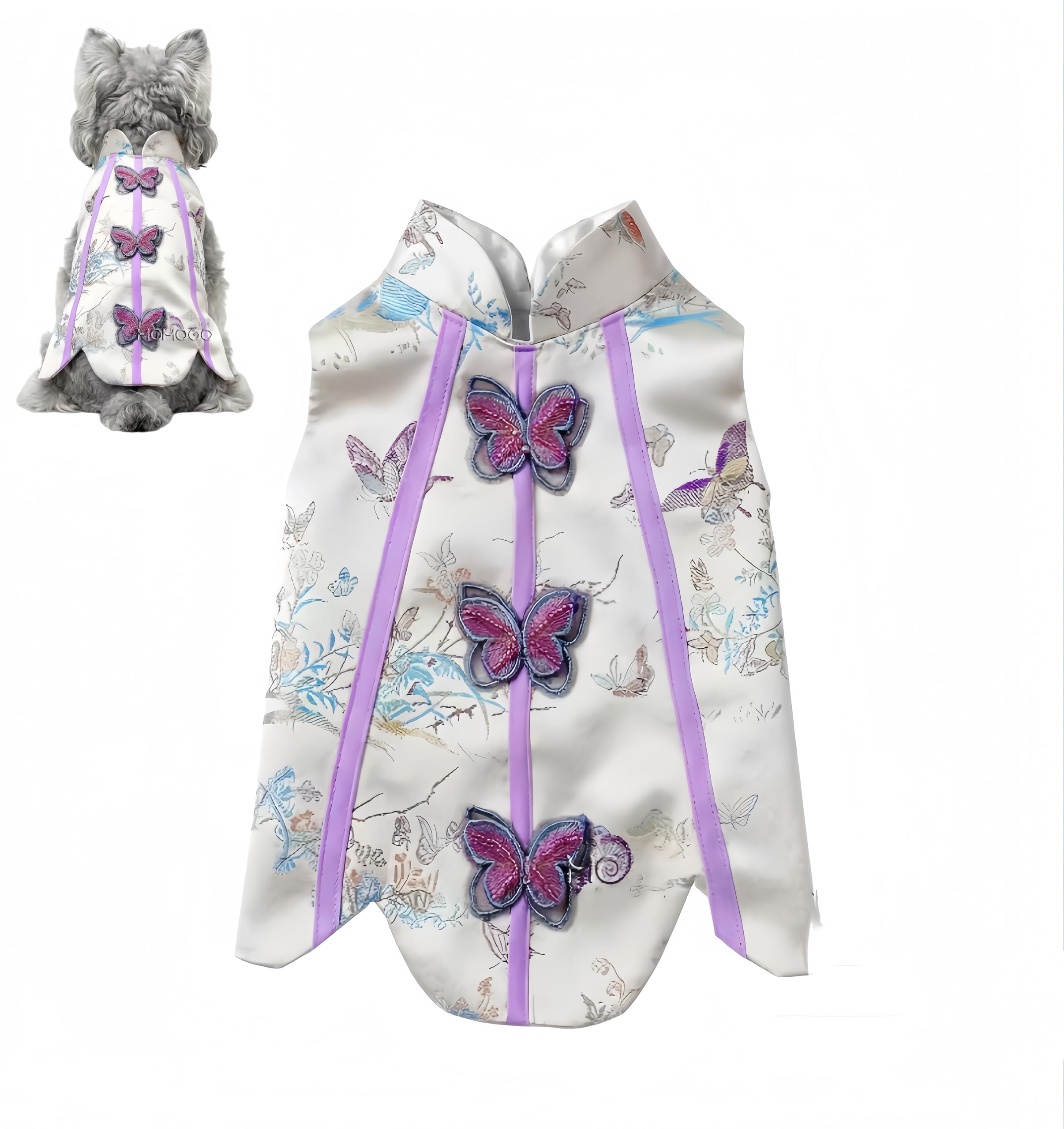 Gilet pour chien Teddybichon en broderie papillon haut de gamme
