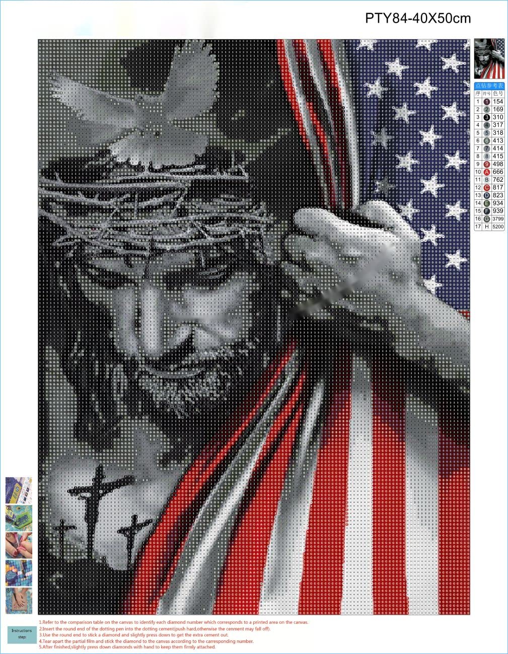 VGJM 5D Diamond Painting Kit BTS - 40x50cm DIY Diamantbild Für Erwachsene & Kinder
