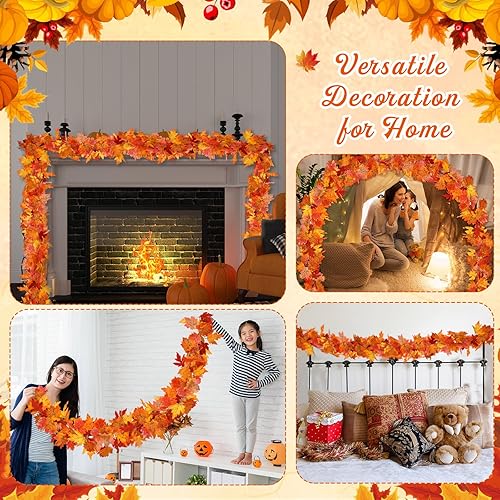 Miniatura 4 de Guirnalda de hojas de arce de otoño de 5.7 pies, guirnalda de hojas de arce artificiales, decoración de hojas de otoño, plantas artificiales