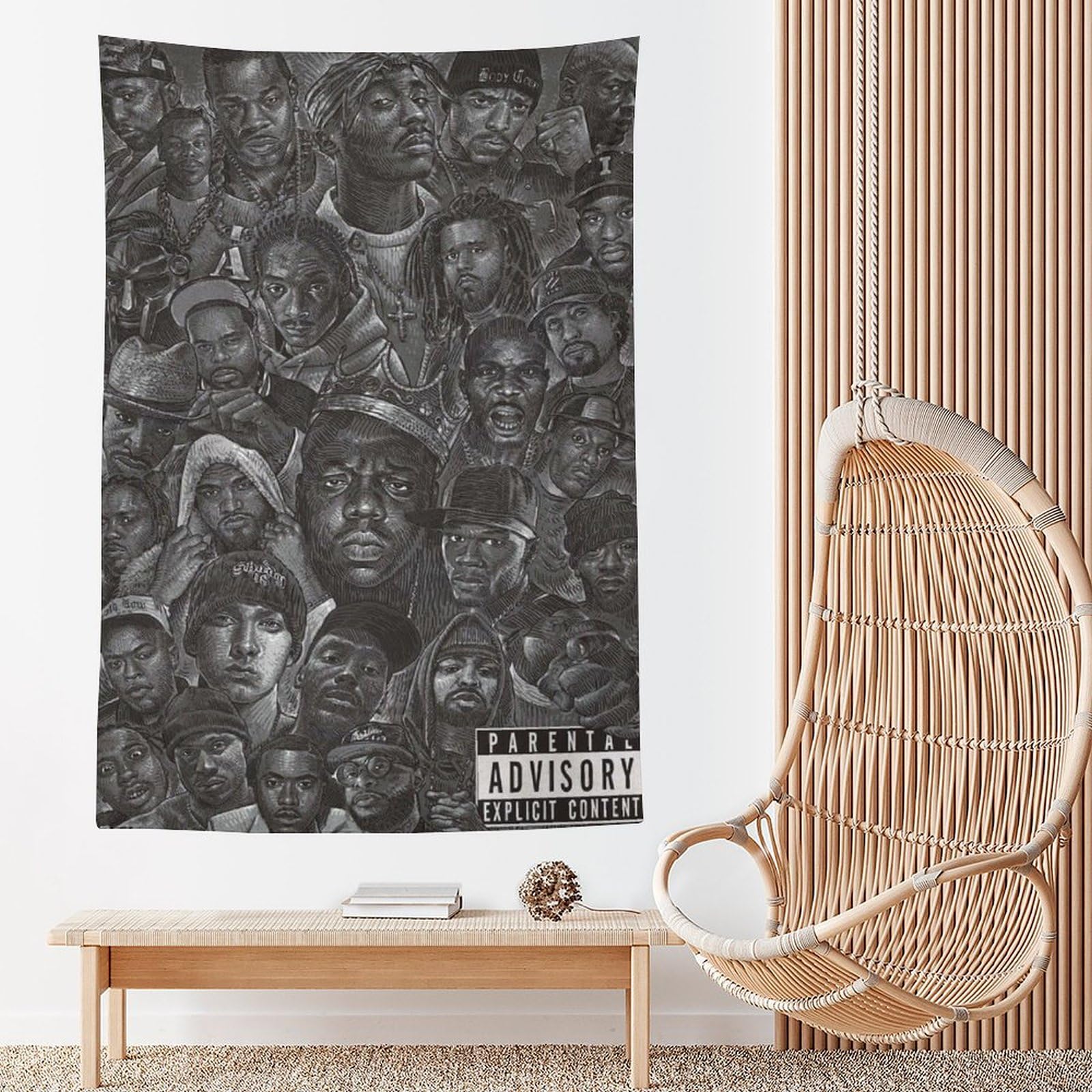 Poster con stampa artistica da parete, motivo: cantante rap, hip-hop, tutte le stelle, 152 x 228 cm