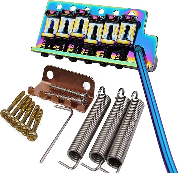 Amazon _ Guyker Tremolo Bridge ビンテージ ベントスチールサドルと亜鉛ブロック Start ST エレキギターと互換性あり(GG-1004、カメレオンレインボー) _ チューナー _ 楽器・音響機器