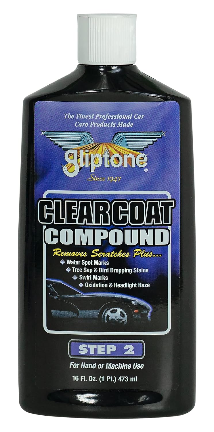 Gliptone Professional Car Care Clear Coat Compound, Silicone Free (Step 2), 16 Fl Oz