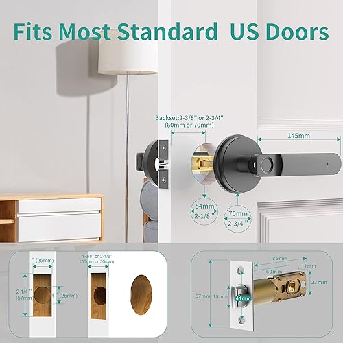 Miniatura 6 de Cerradura de puerta electrónica inteligente con control de aplicación, 100 huellas dactilares, cerradura biométrica de puerta de entrada sin llave
