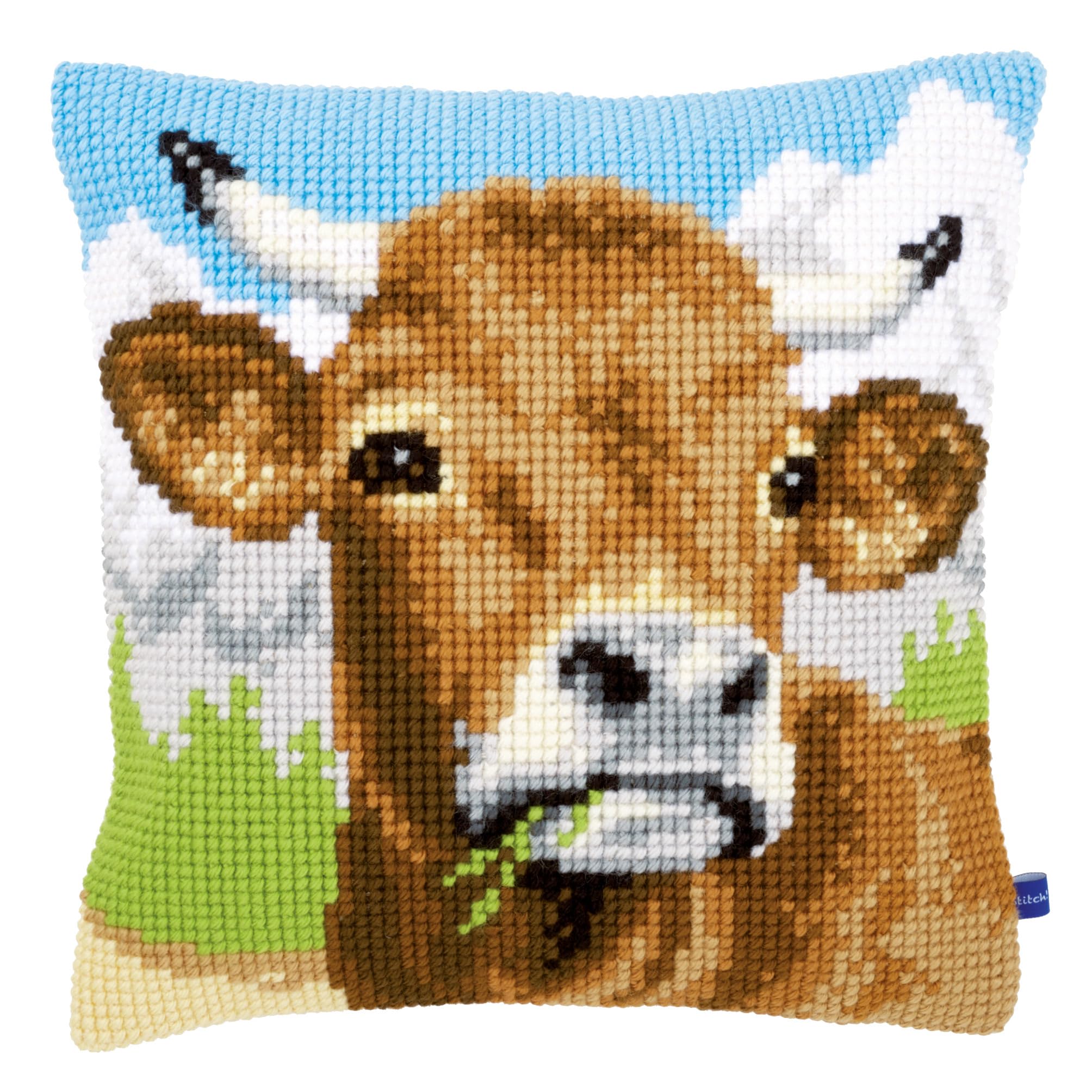 VERVACO Borduurpakket Kussen Kruissteek EEKHOORN IN DE SNEEUW Voorbedrukt Handwerkpakket voor Sierkussen 40 x 40 cm Zelf Maken Knutselen voor Volwassenen Woondecoratie DIY Cross Stitch Kit