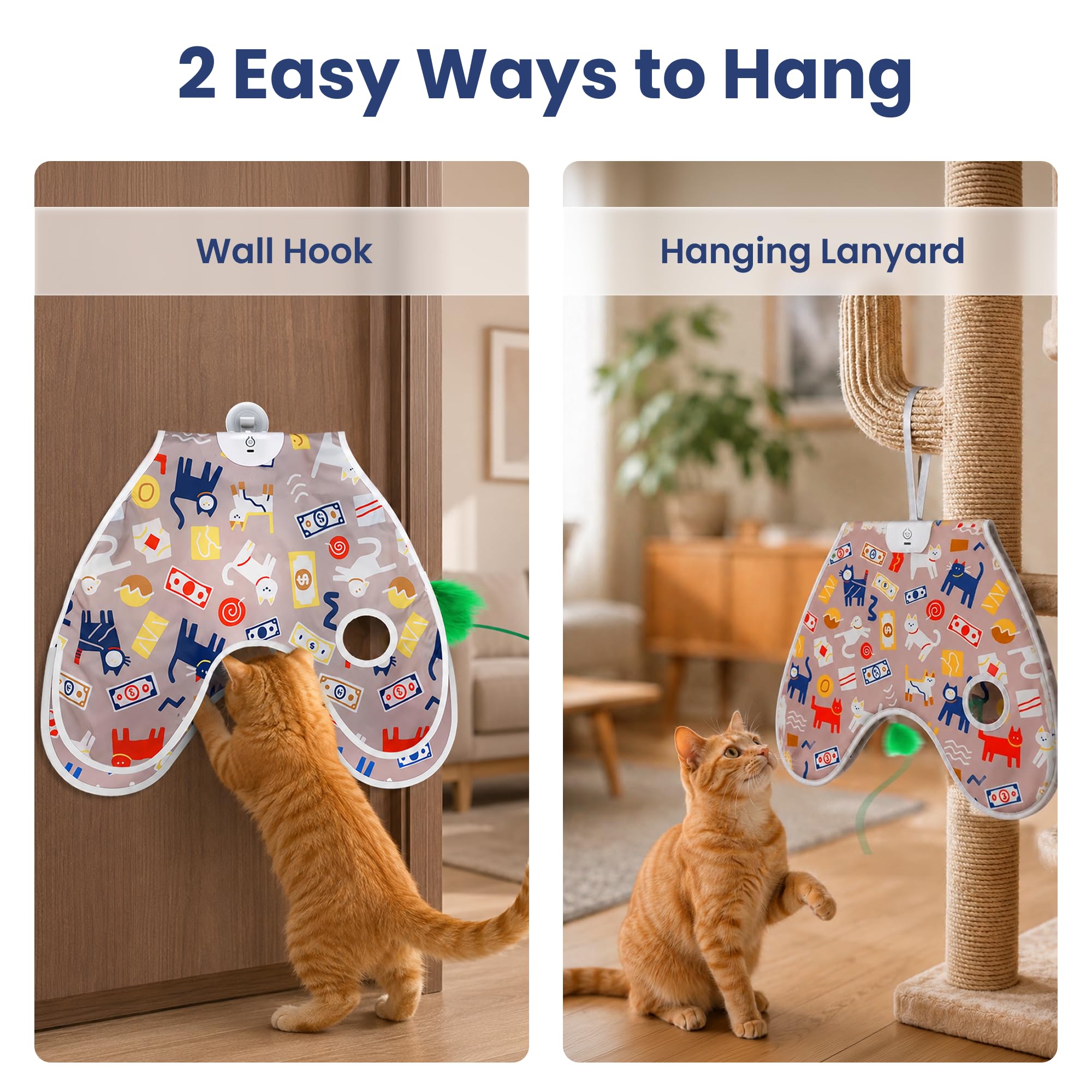 PAWSPIK Peek & Play Jouet électronique interactif mural pour chat | 3 modes de jeu, activation tactile, batterie rechargeable, plumes remplaçables
