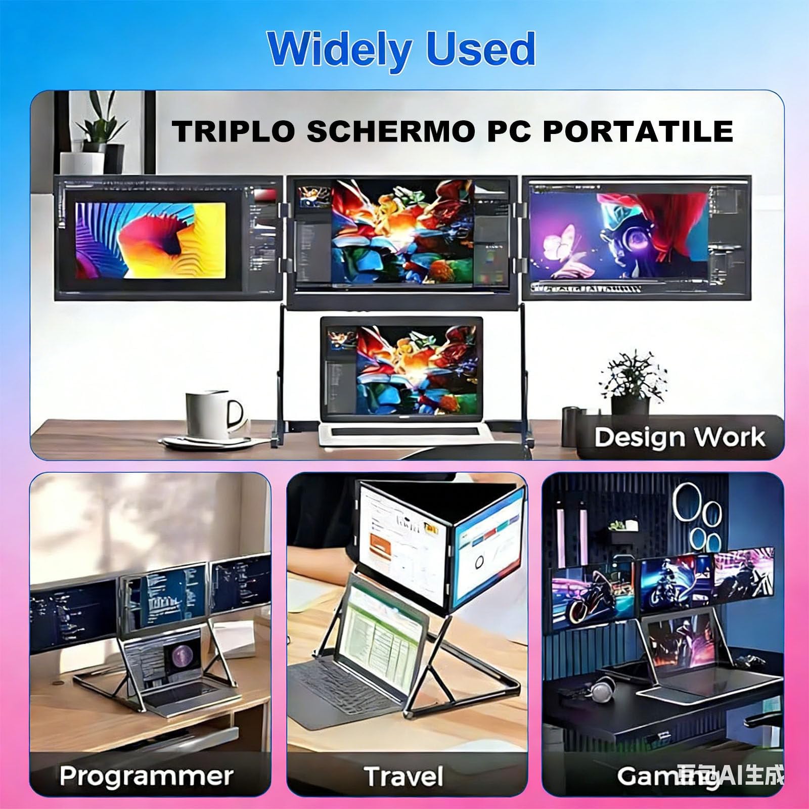 Portátil de Triple Pantalla, Aura Display, Monitor Dual portátil de 15,6 Pulgadas, diseño Delgado y Ligero, multipantalla para Viajes de Negocios.
