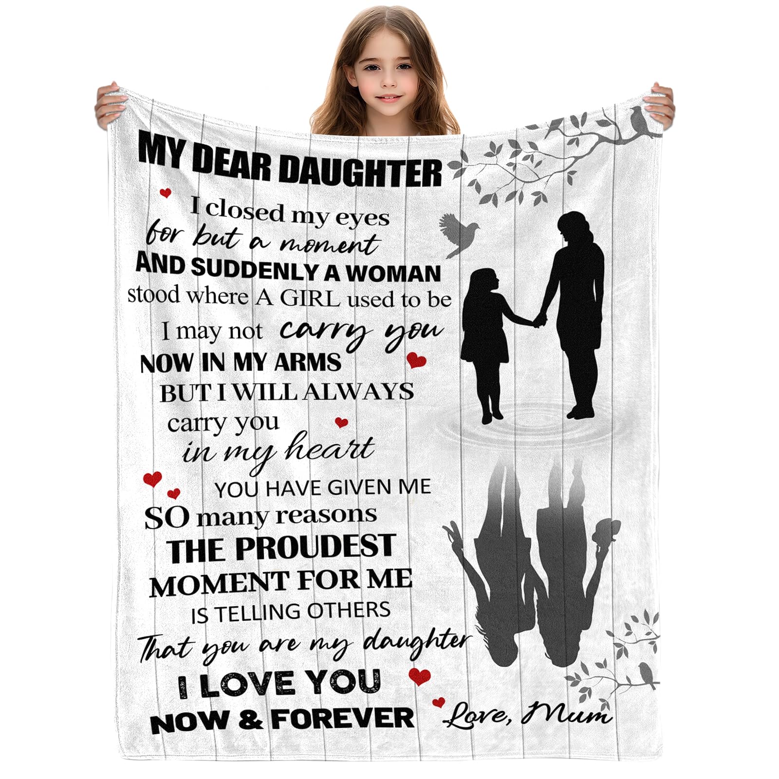 Yasrlvun Daughter Blanket from Mum, 50x60 Inch Daughter Blanket Daughter Birthday Valentines for Daughter