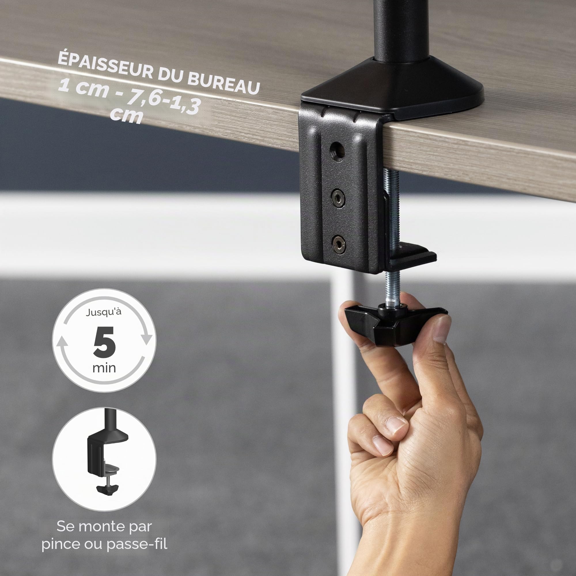 Fellowes Bras Porte Écran Reflex Double pour 2 Écrans Jusqu'à 27" Hauteur Et Profondeur Ajustables Norme VESA