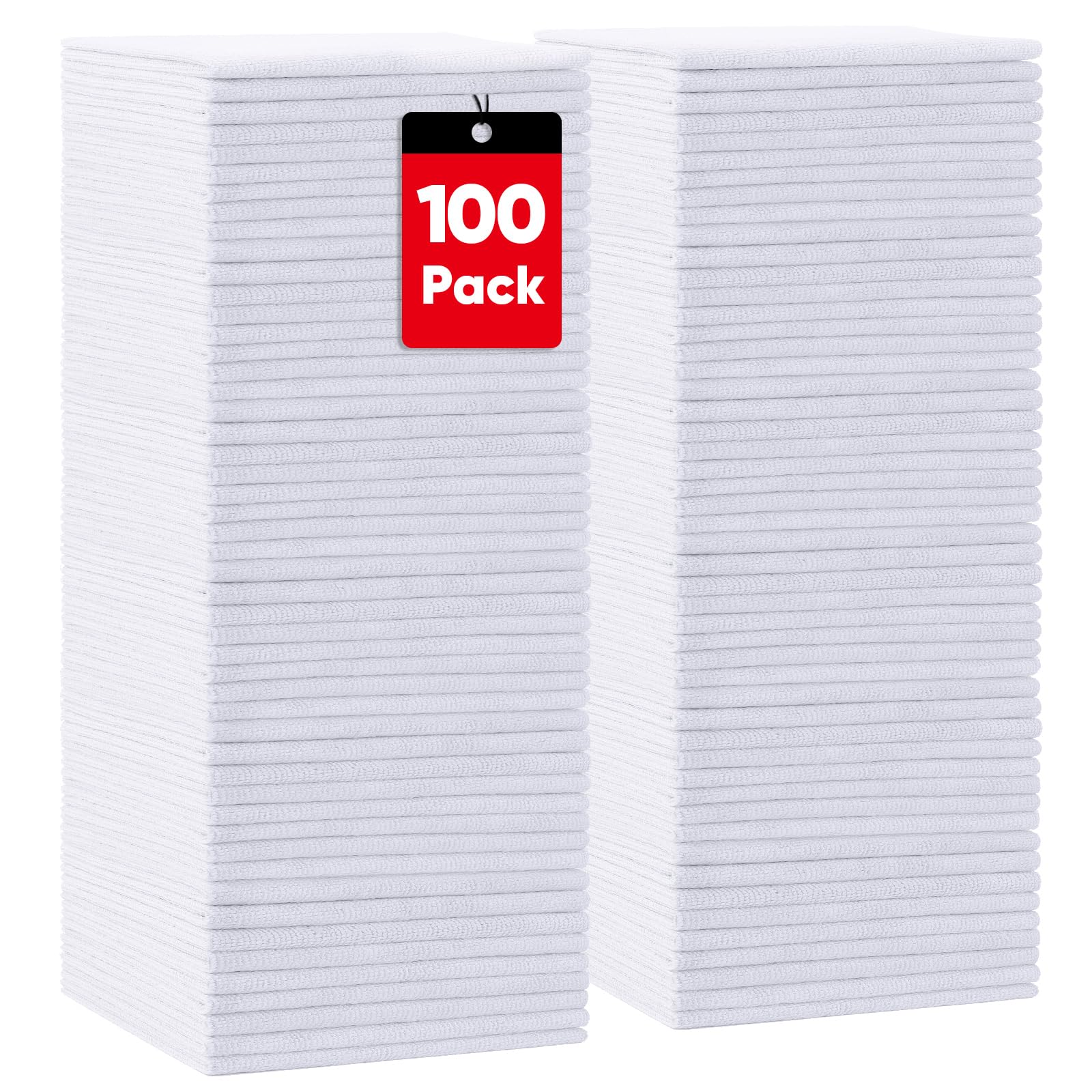 Homexcel White Microfibre Cloth 100 Pack, Highly Absorbent Microfibre Towels For Cars,Lint Free Cleaning Rags For House, Kitchen And Car,30 X 30 Cm