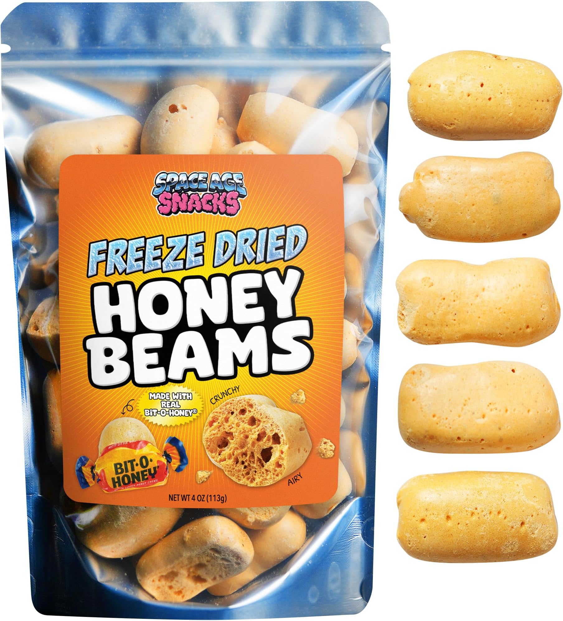 Freeze Dried Honey Beams with Real Bit-O-Honey® - 4 Ounces of Premium Freeze Dried Candy Freeze Dried Bit O Honey Candy Shipped in Box for Extra Protection - Freeze Dry Candy for All Ages