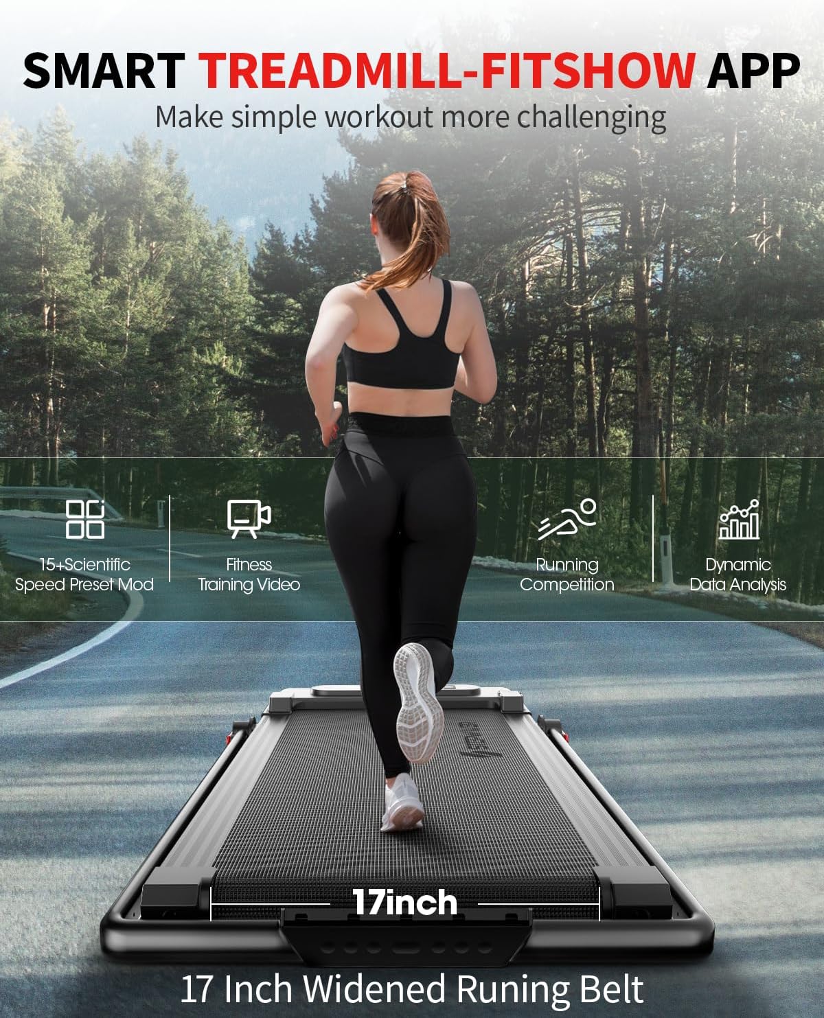 Incline Walking Pad with Handle Bar, 4MPH/7.6MPH, 3.0 HP Treadmill with 350lbs Capacity, 17" Widened Running Belt, Under Desk Treadmill for Office