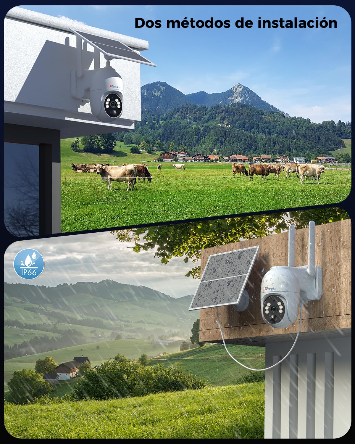 Ctronics 2K 4G LTE Camara Vigilancia Exterior Solar, PTZ IP Cámara | Vigilancia Sim Sin Cables, 10400mAh Batería, PC/Cloud/FTP, Visión Nocturna Color, Detección Movimiento PIR (Blanco)