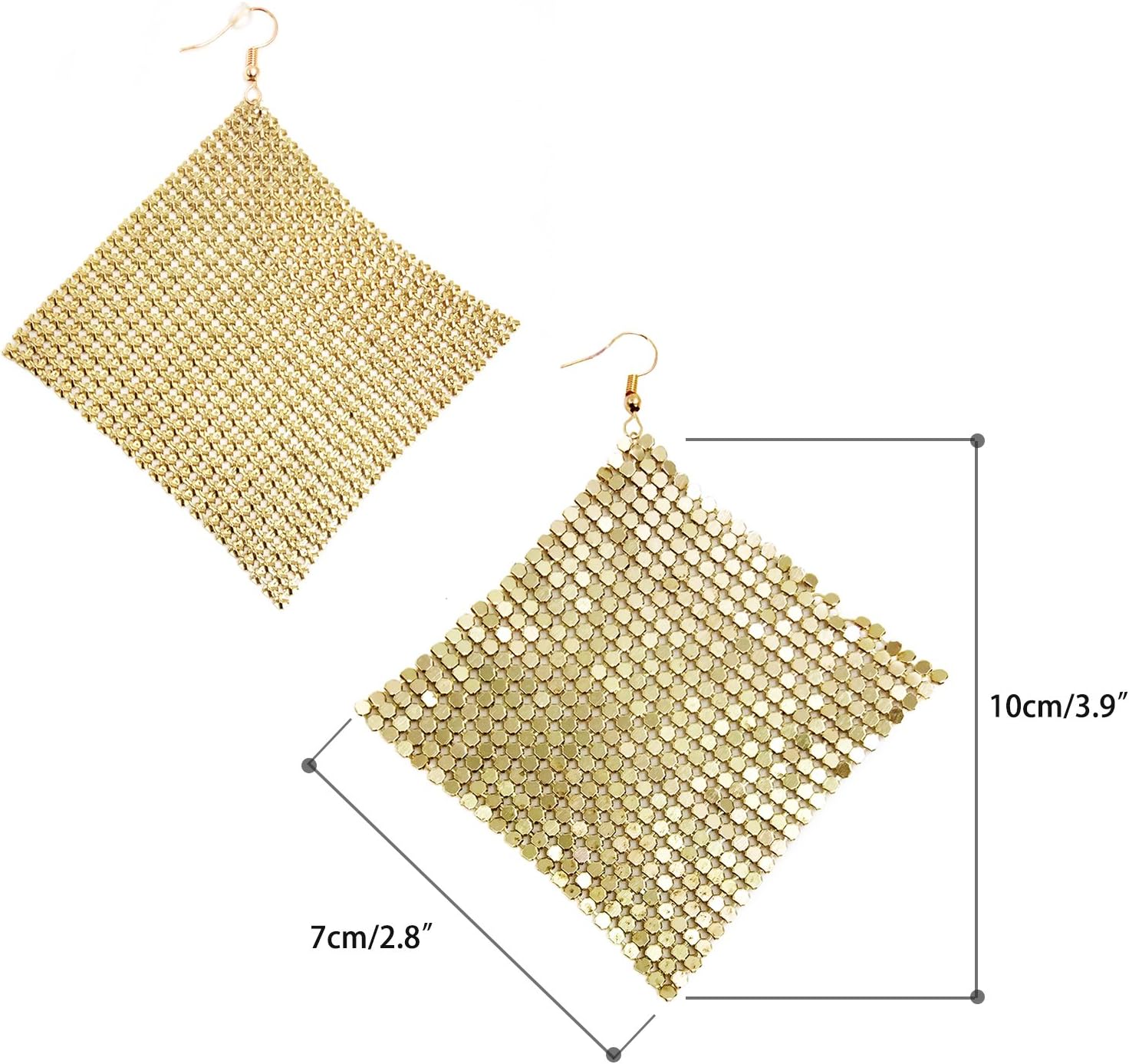 Suyi Trendy Women Earrings Metal Mesh Grid Sequins Tassel Long Drop Dangle Earrings - Image 4