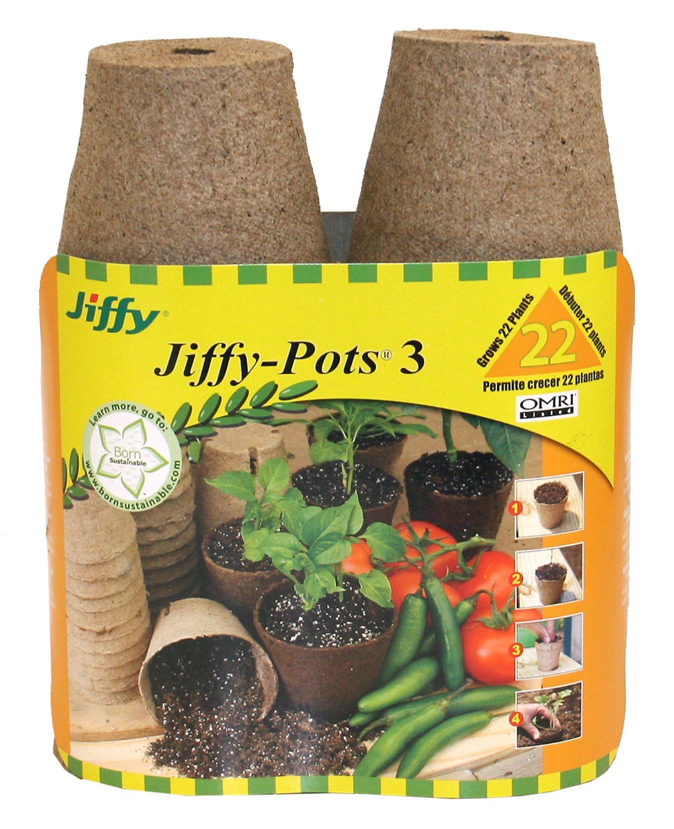 JiffyJP322 3" Jiffy Pots 3 22 Count