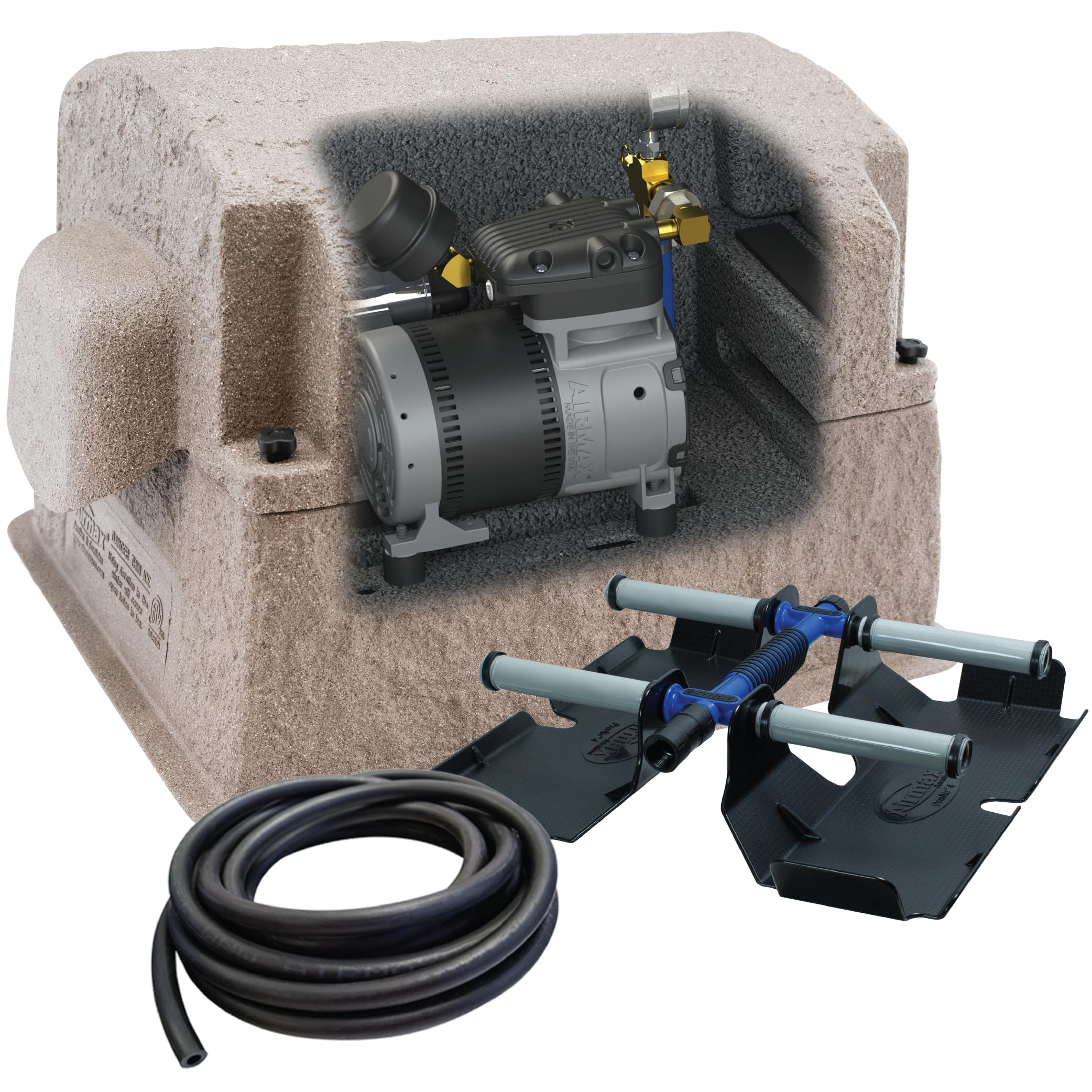 Airmax PondSeries PS10 Aeration System, Pond & Lake Aerator, Aerate Ponds & Lakes up to 1 Acre, Quiet & Energy Efficient Compressor, Maximum Water Circulation, Single Air Diffuser Kit, 230 Volt