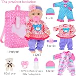 Ebuddy 12 Poupée bébé de pouce et accessoires - Poupées bébé Reborn 3 Ensembles de vêtements, sac à dos, sucette, bouteille (une poupée)