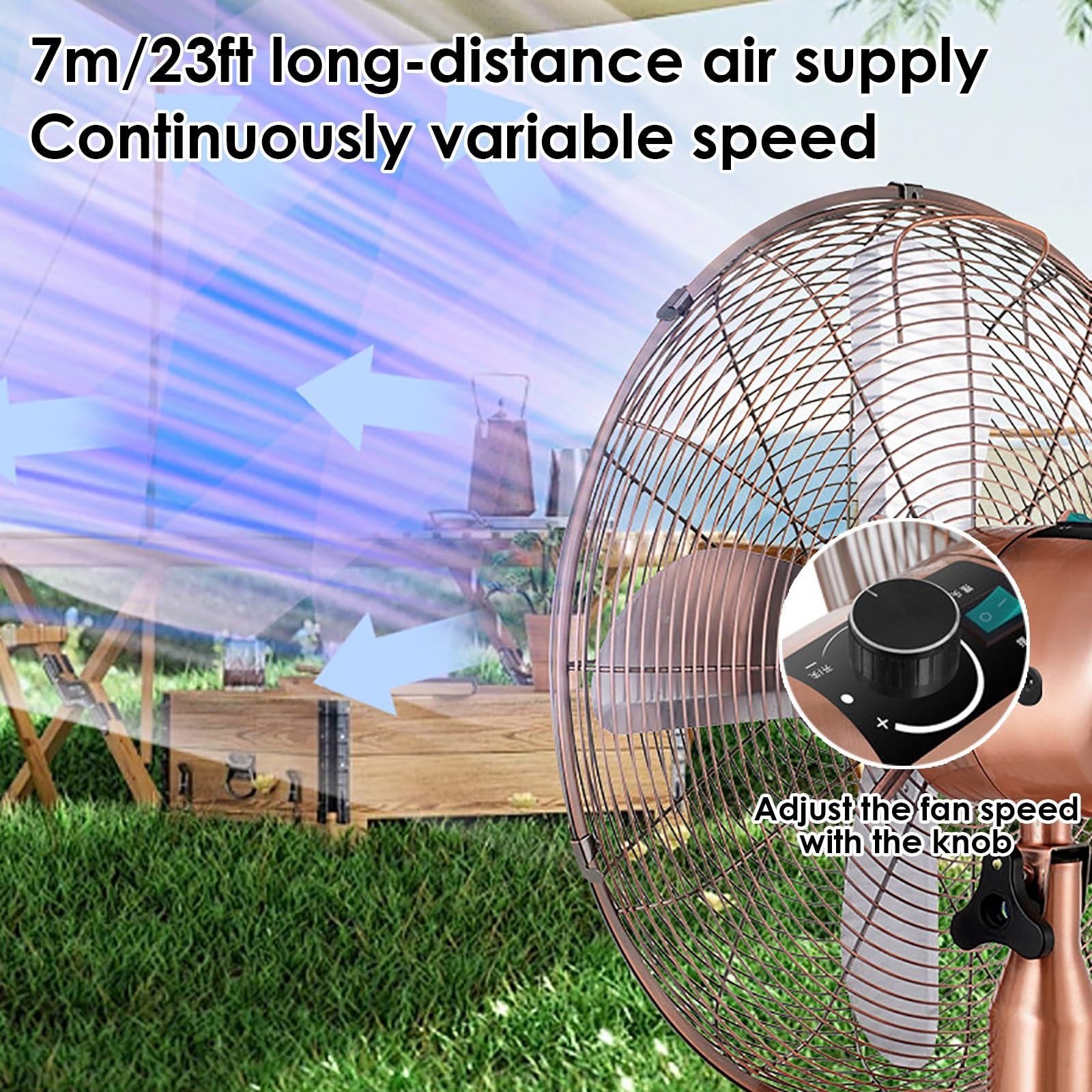 Ventilatore da Tavolo Oscillante Retrò, Ventilatore Solare con 4 Pale