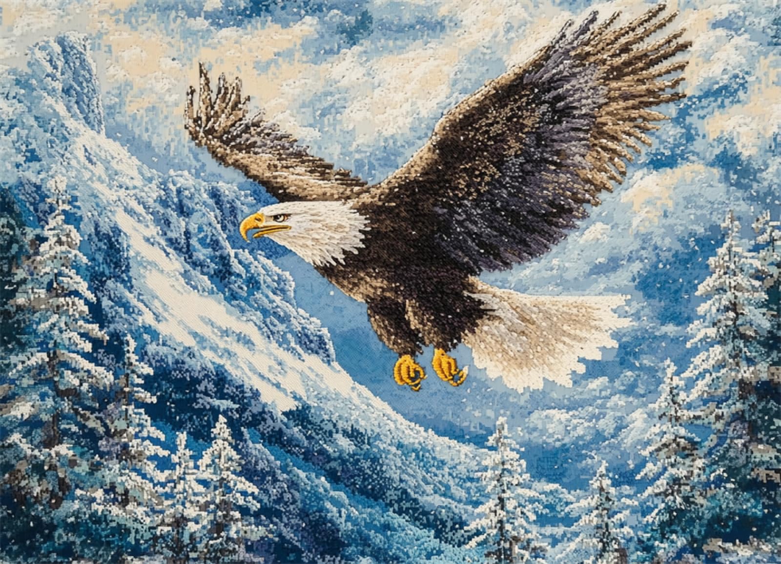 Wallphantom 003 Latch Hook Rug Kit For Adults,Animal Bird Bald Eagle,Printed Canvas Crochet Yarn Floor Mat Embroidery Diy Hook And Latch Kit Carpet For Christmas Decoration,52X38cm