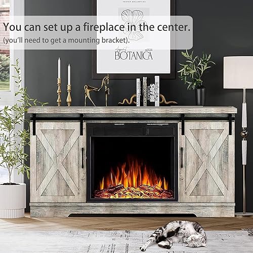 Miniatura 8 de IDEALHOUSE Soporte de TV de granja para centro de entretenimiento de TV de 65 pulgadas, mueble de consola multimedia, soporte de TV con