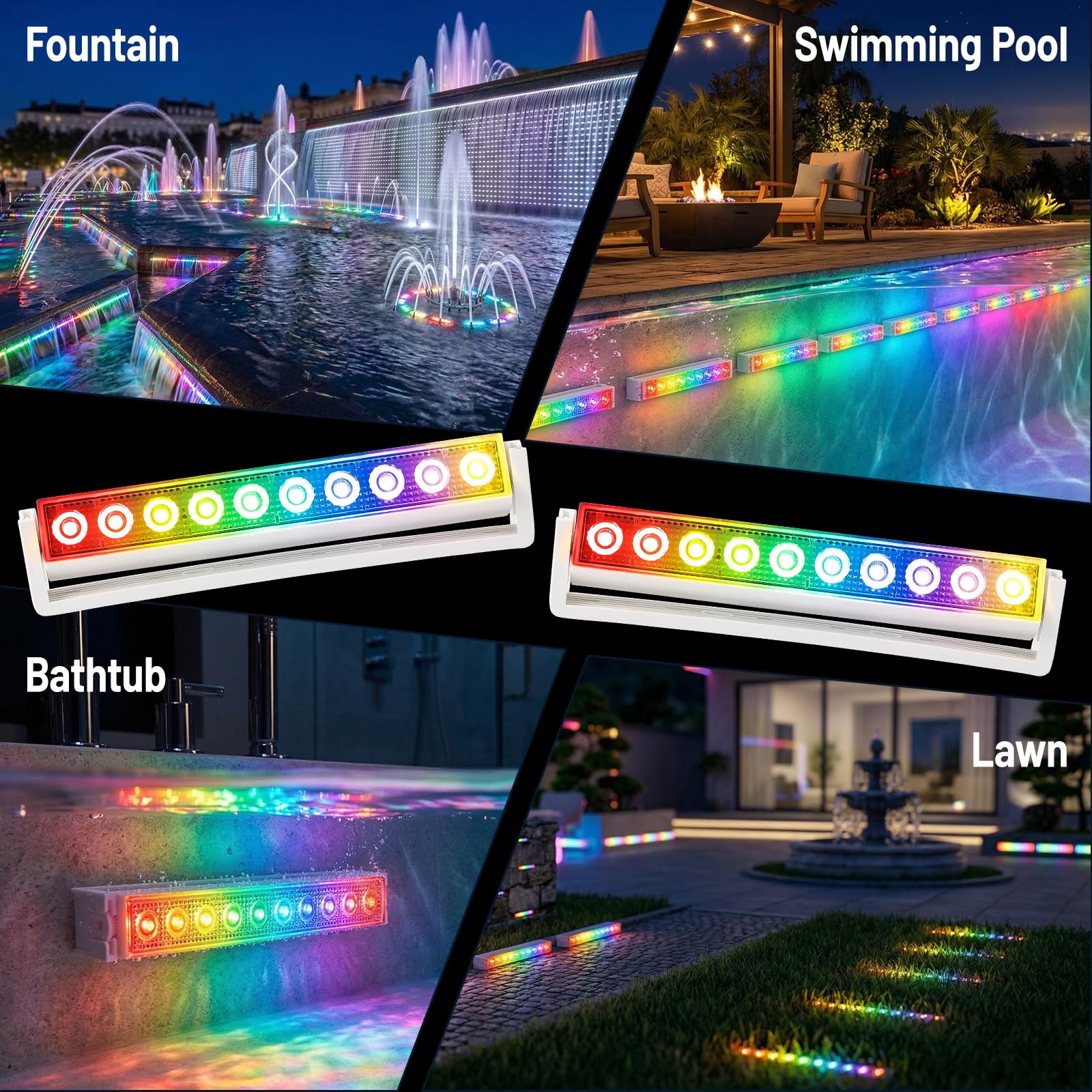 Luz Para Piscina, 2pc Led Impermeables IP68 Con 13 Modos de Iluminación, Luces Recargables para Piscina con Mando a Distancia y Temporizador, Luz Acuática para Ducha, Fuente, Manantial,Pecera