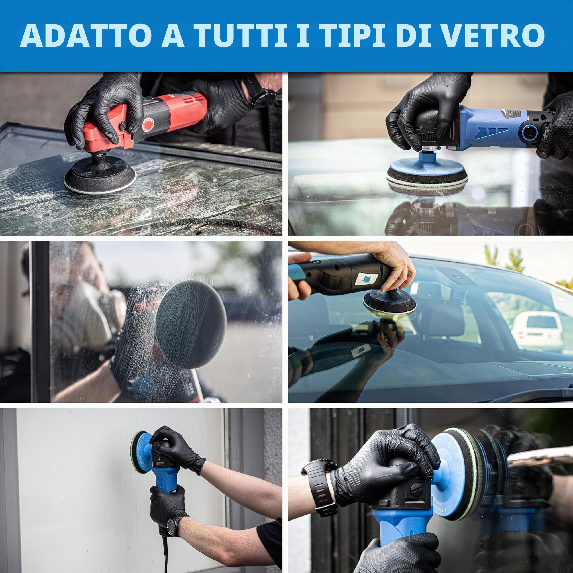 Glass Polish 125mm (5”) PRO Kit di Rimozione Graffi per Lucidatura Professionale del Vetro, Elimina Graffi, Graffiti, Danni da Acqua e Corrosione Acida, Ripristina Le Condizioni Originali - GP25022