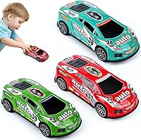 ZOHANINDL 7 Inch Friction Powered Pull Back Race Cars 3 Pack - Push & Go Toys for Boys Girls Ages 3-7