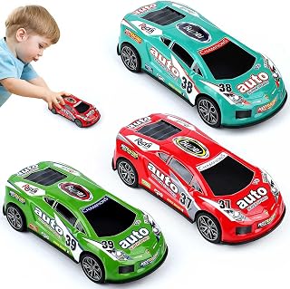 ZOHANINDL 7 Inch Friction Powered Pull Back Race Cars 3 Pack - Push & Go Toys for Boys Girls Ages 3-7