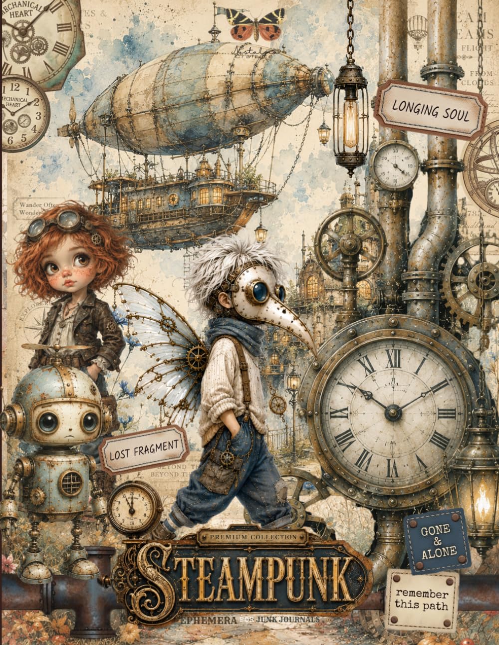 Steampunk Ephemera Book for Junk Journals: Vintage Industrial Scrapbook Papers to Cut out and Collage, 500+ Fairies, Tags, Labels, Gears, Clocks & ... Decoupage and other Paper Crafts