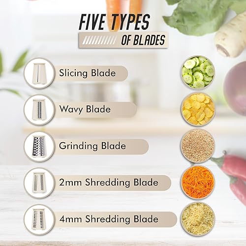 Miniatura 2 de Rallador de queso giratorio 5 en 1 con manivela de mano - Rebanador multifuncional de verduras, trituradora de nueces y quesos - Rallador de