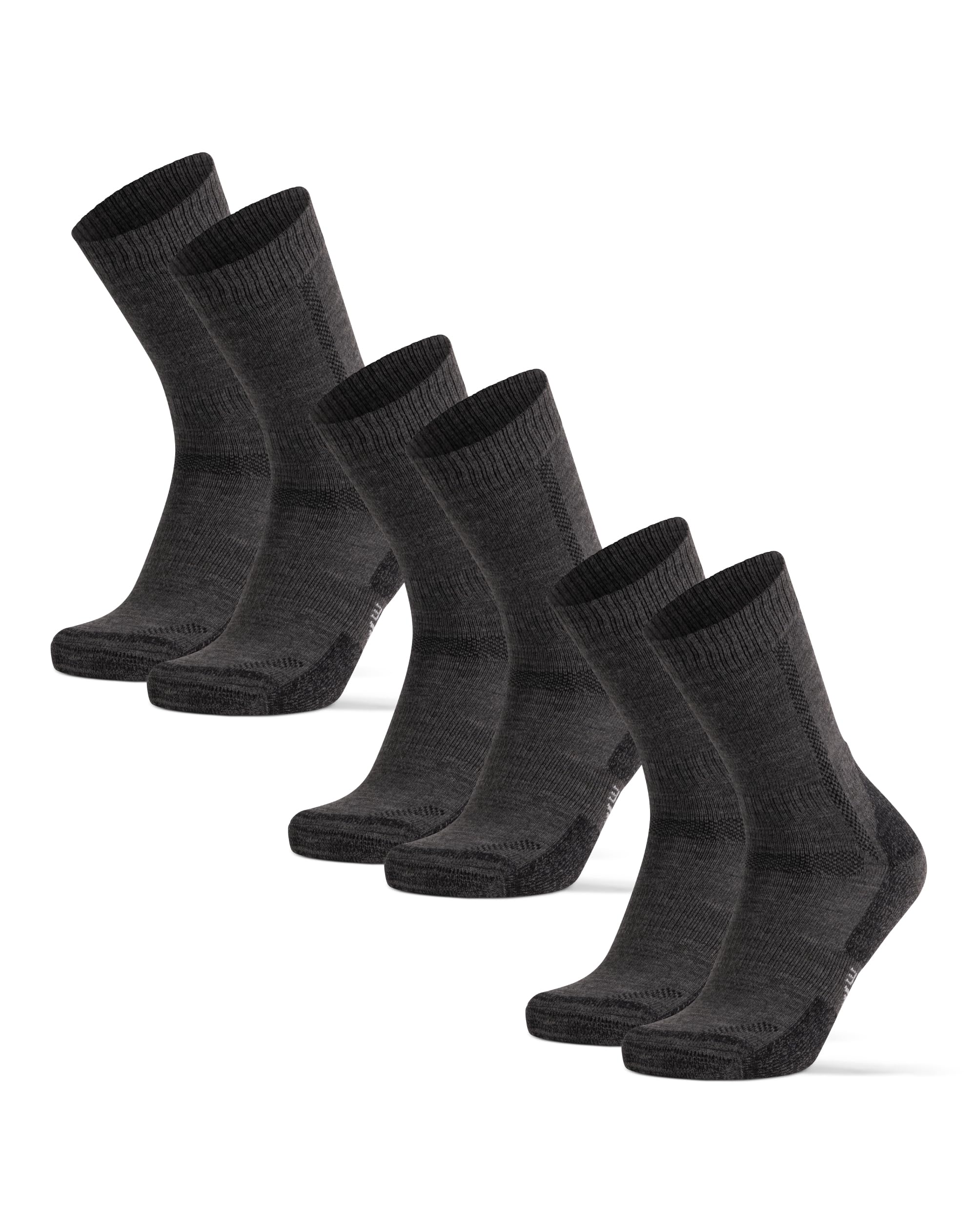 DANISH ENDURANCE Hiking Socks, Warm Merino Wool Walking Socks with Thick Anti Blister Cushioning for Winter, for Men & Women, Unisex, 3-Pack