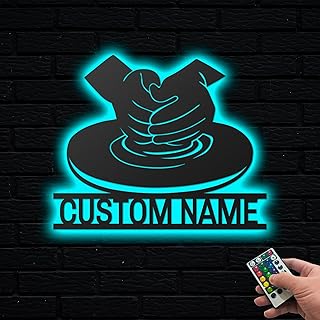 Personalized Pottery Metal Wall Art with LED light, Pottery Studio Decor...