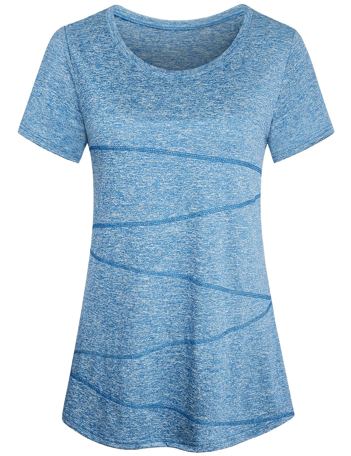 Workout Tops for Women Short Sleeve Shirts for Women Quick Dry Line Decor Yoga Tops