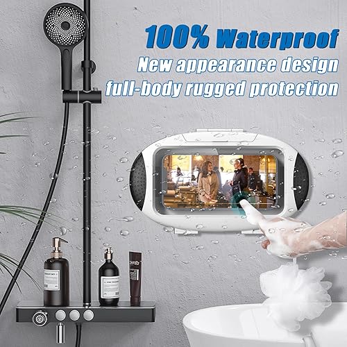 Miniatura 2 de URROY Soporte para teléfono de ducha, impermeable, anti niebla, pantalla táctil, rotación de 480 grados, para baño, cocina, montaje en pared para