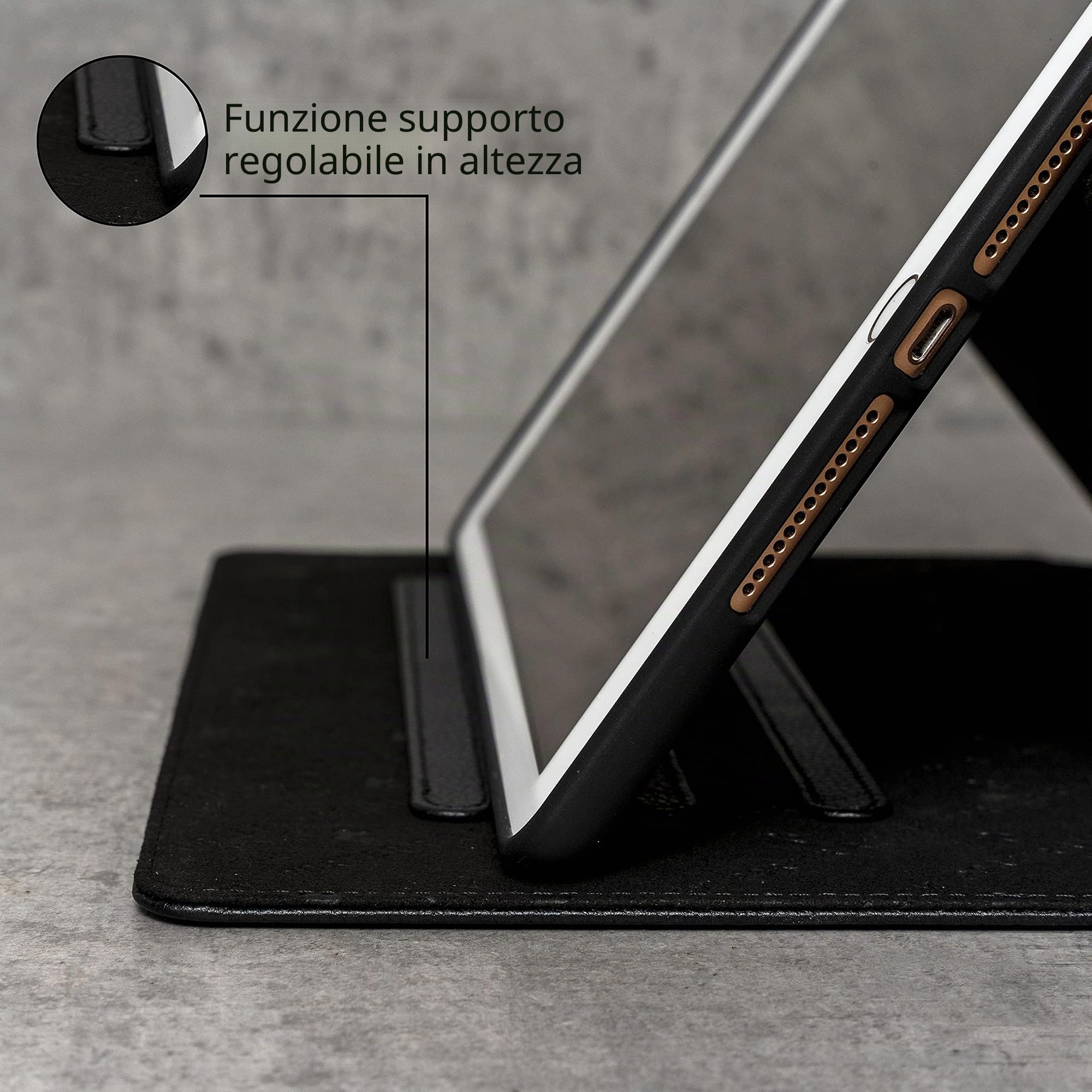 Porter Riley - Custodia in vera pelle compatibile con iPad Air 13" M4 (2026), M3 (2025) & M2 (2024). Custodia/supporto/cover in vera pelle di alta qualità. (Nero Puro)