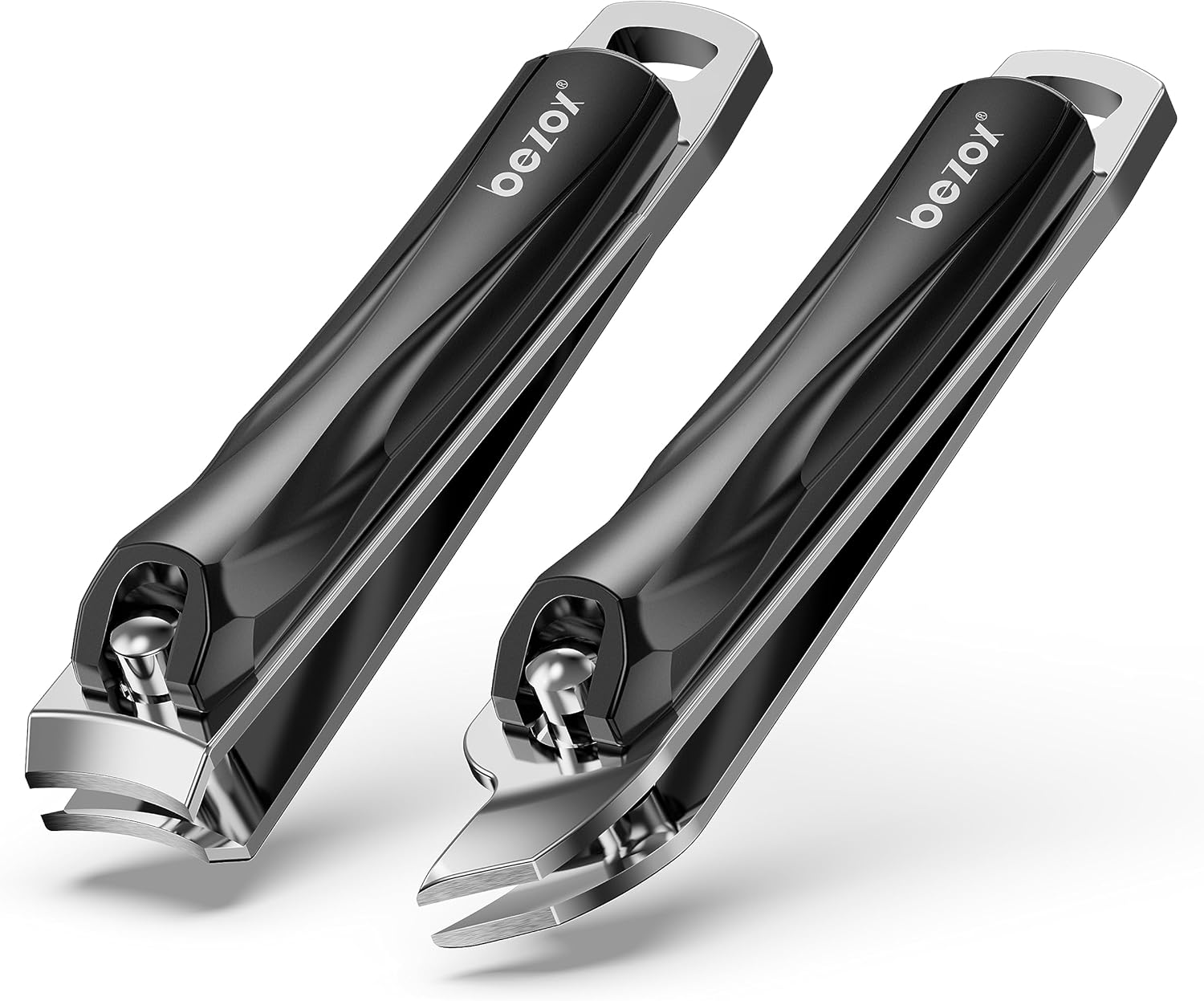 BEZOX Nail Clipper, Ultra Sharp Stainless Steel Toenail Clipper Set with Tin Case, 2 PCS Nail