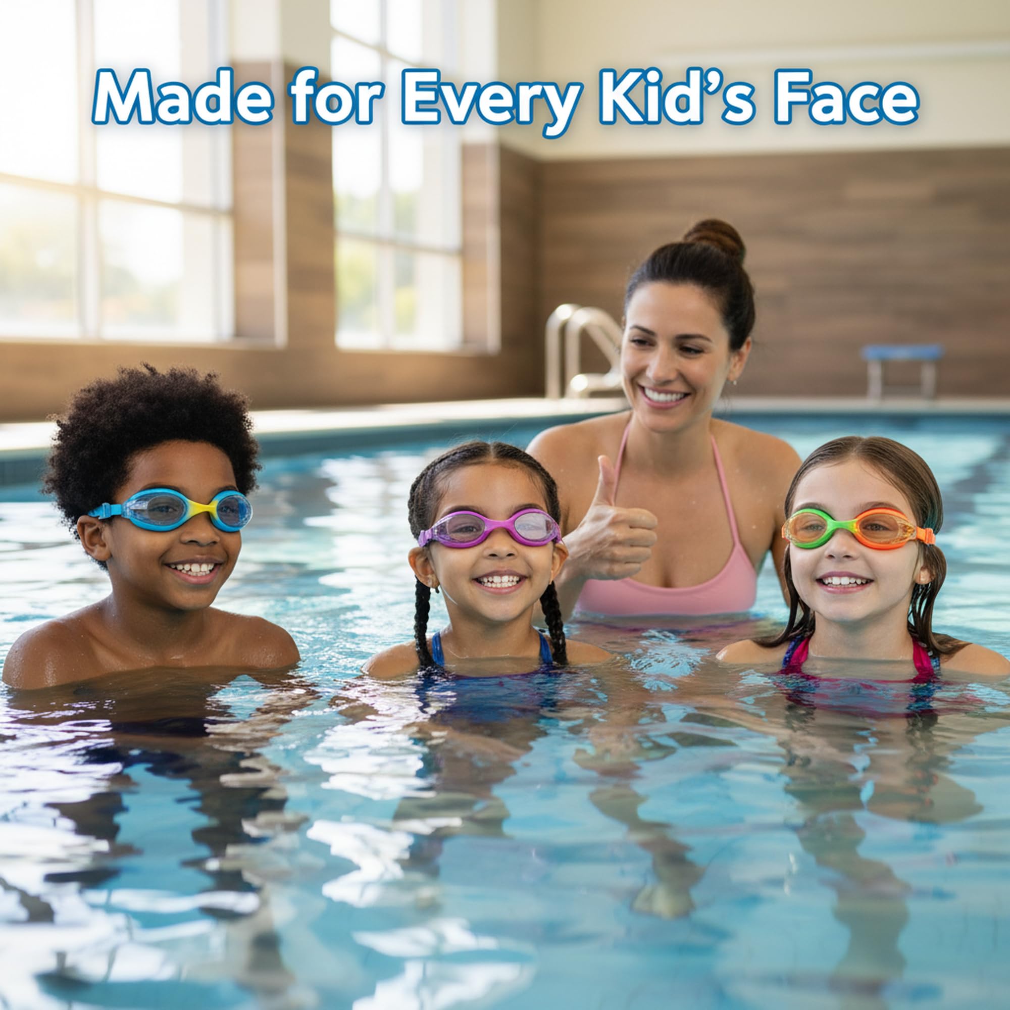 Gafas de natación niños HD anti-vaho Protección UV Banda elástica silicona Unisex 3-14 años