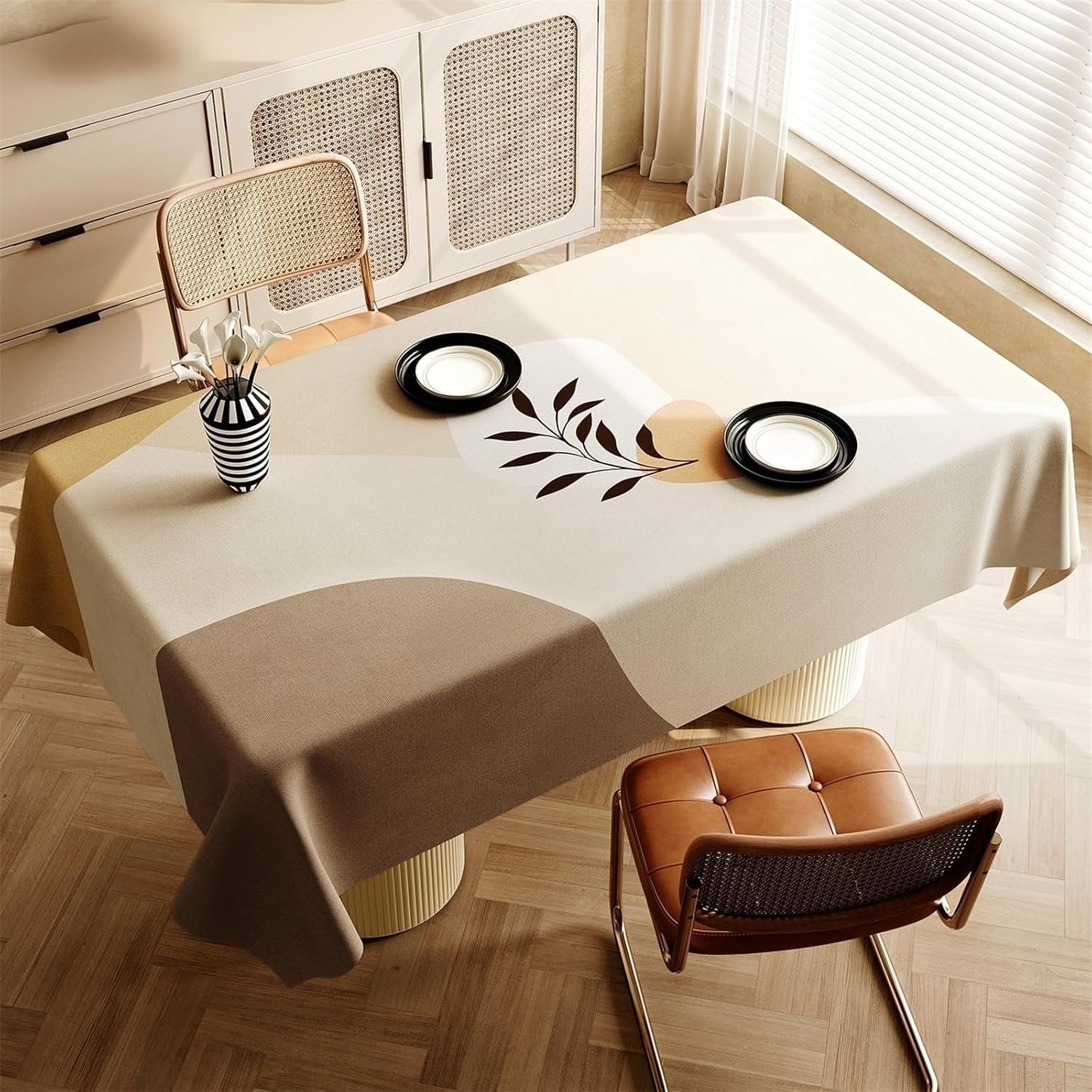 KIJyfgTR Minimalist Modern Tablecloth Suitable For Outdoor Gardens And Festive Parties(Coffee,140x200cm)
