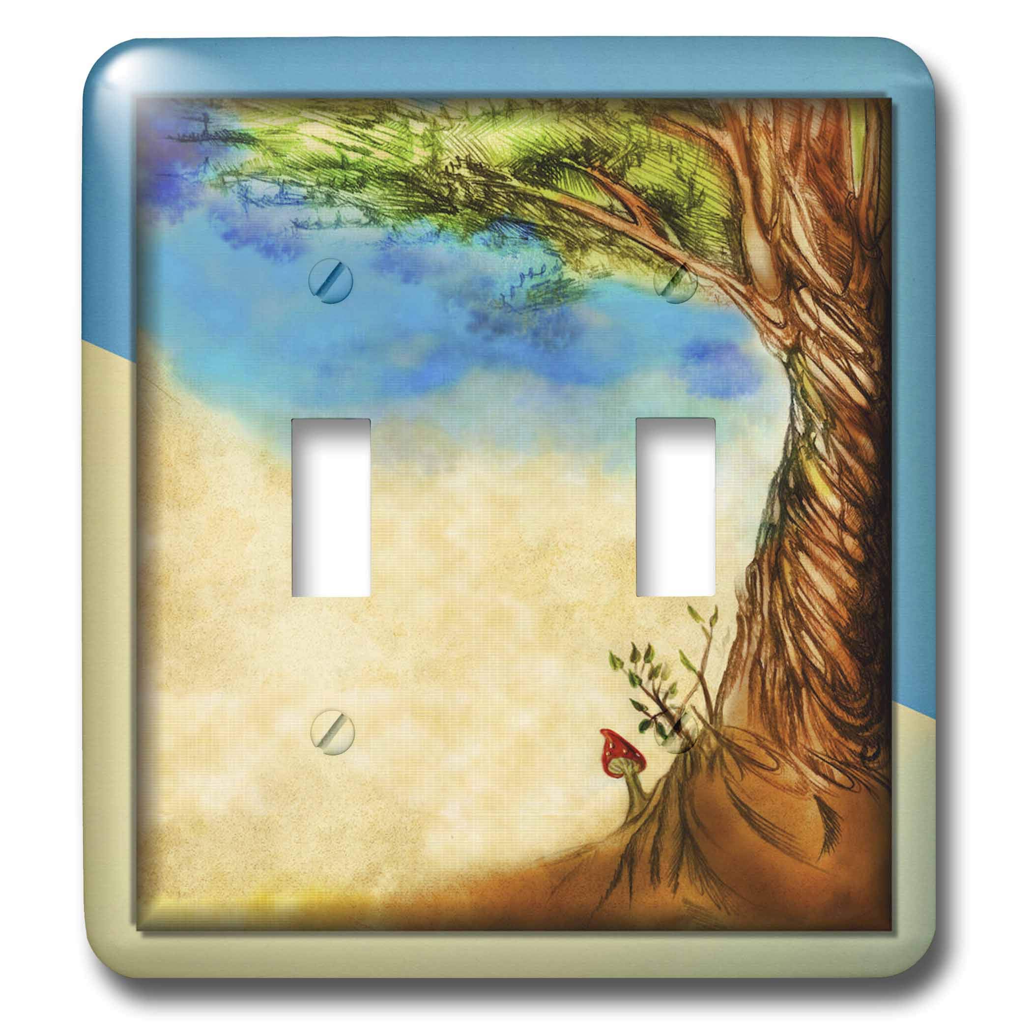 Lone Champignon interrupteur double arbre 3dRose pour décoration murale