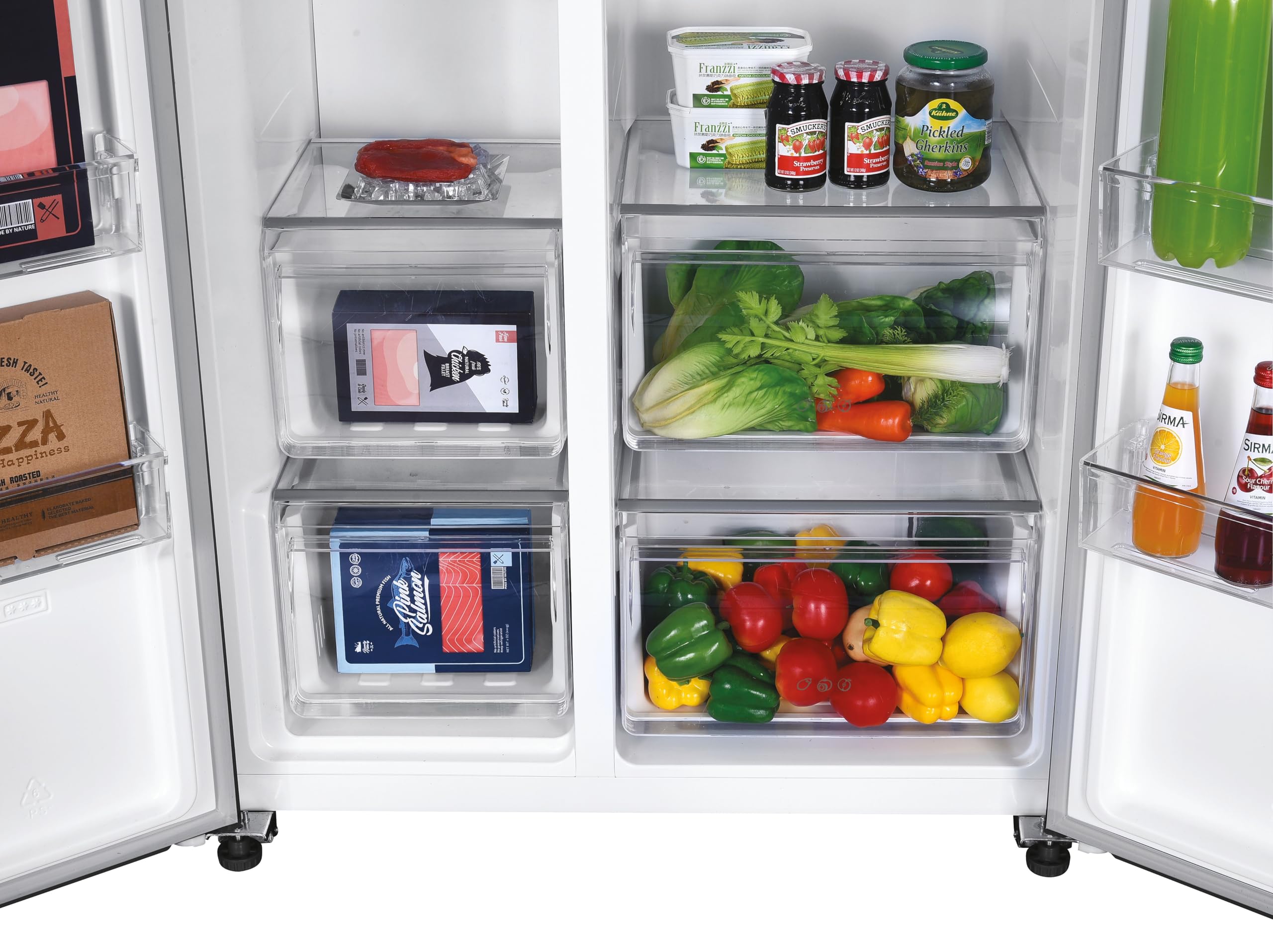 CANDY Frigorifero Side by Side No Frost 521L, Classe E, Display Touch, Super Freezing, Ripiani in Vetro, 177x91x67 cm (AxLxP) Nero - CHSBSO-6174B