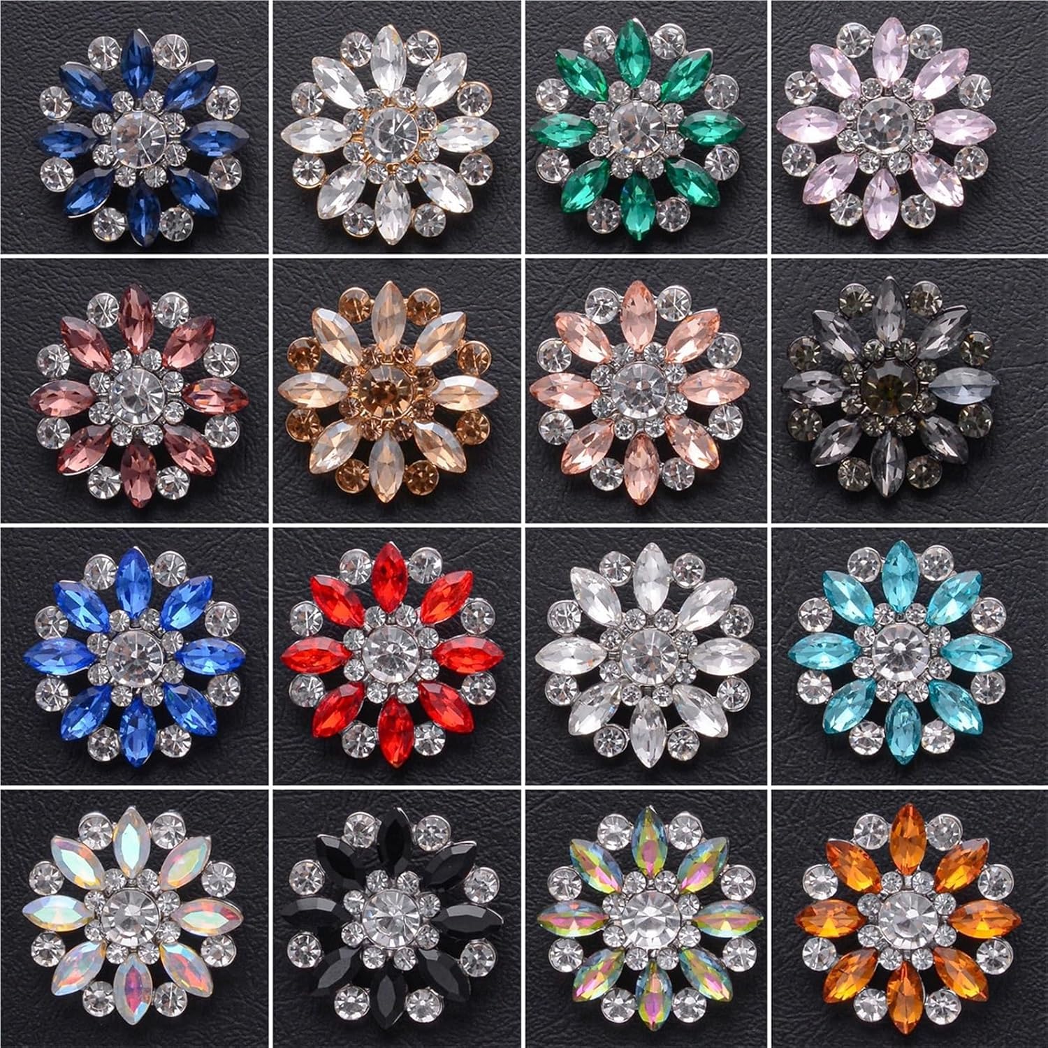 Knöpfe annähen, 8 Stück Blumen Ausgehöhlte Strass-Metallknöpfe